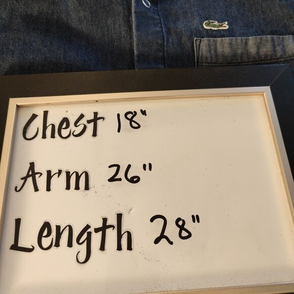 Lacoste Live Mens Size 38 (XS) Jeans Shirts Blue Denim Logo Snap Buttons - Picture 9 of 9